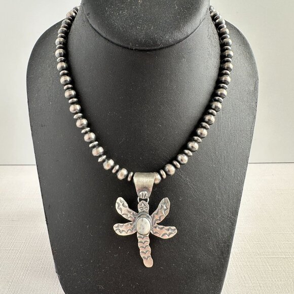 Chimney Butte White Buffalo Dragonfly Pendant Hallmarked - Picture 6 of 10